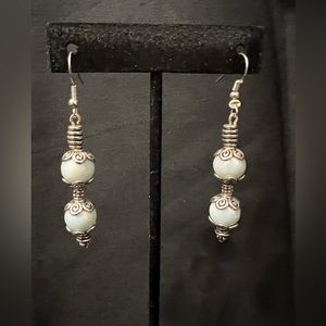 White Agate Stone Drop Earrings